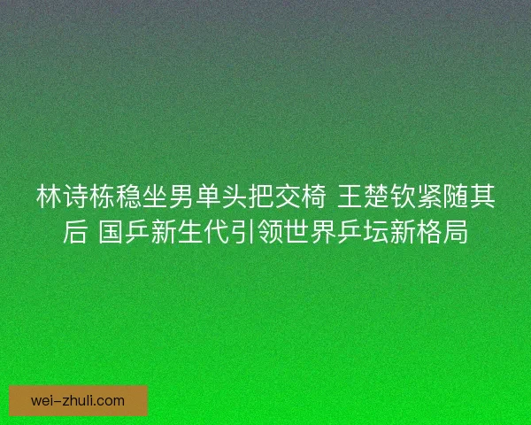 林诗栋稳坐男单头把交椅 王楚钦紧随其后 国乒新生代引领世界乒坛新格局